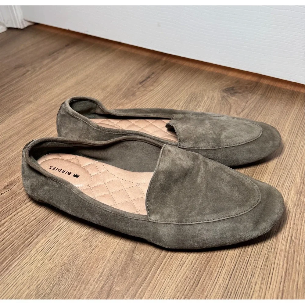 Birdies‎ The Starling Women Olive Green Suede Loafers Smoking Slippers Size 9